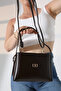 Brown Small Size Bucket Model Women's Bag Single-Compartment Crisscross Straps Shoulder and Clutch Bag - 6