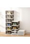Foldable 6-Tier Shoe Rack Organizer with Doors Clear Plastic Expandable Shoe Box Cabinet for Home