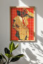 One Piece Real Raw Wood Framed Popart Square Striped Painting - Model 22