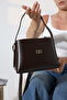 Brown Small Size Bucket Model Women's Bag Single-Compartment Crisscross Straps Shoulder and Clutch Bag - 4