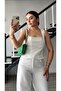 White Peplum Corset Blouse