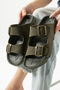 Women's Khaki Daily Double Buckle Non-Slip Sole Slippers Comfortable Sole Stylish Lightweight Sea Beach Pool Sandals - 2