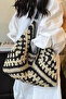 Butterfly Model Strap Strap Lined Beachwear Seaside Vacation Straw Shoulder Bag with Snap Fasteners Inside - 2