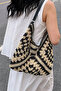 Butterfly Model Strap Strap Lined Beachwear Seaside Vacation Straw Shoulder Bag with Snap Fasteners Inside - 5