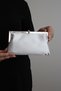Women's Satin Silver Metal Framed Evening Dress Clutch Bag with Stone Detail