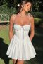 Slim Lace-Up Strap Bustier Detailed Chest Gathered Hole Brode Party Party Dress