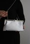 Women's Satin Silver Metal Framed Evening Dress Clutch Bag with Stone Detail - 4