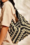 Butterfly Model Strap Strap Lined Beachwear Seaside Vacation Straw Shoulder Bag with Snap Fasteners Inside - 4