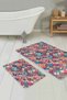 Multicolored Ethnic Patchwork Patterned 2-Piece Non-Slip Base Washable Bath Mat Set - 3