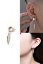 Compression Holeless Trend Feather Leaf Model Dangle Men's Steel Gray Earrings 1 Piece - 2