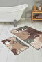 Abstract Minimalist Stripes in Earth Tones Set of 2 Non-Slip Base Washable Bath Mat - 2