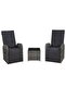 3 Piece Bistro Set with Cushions Poly Rattan Grey