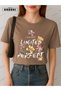 I'M Perfect Printed Cotton Fabric Girl Light Brown T-Shirt