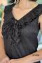 Jacquard Blouse with Flounce Collar and Zero Sleeves 5Y468 - 3