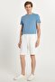 Men's Regular Fit Classic Cut 3-Pocket White Shorts with Elastic Waist - 4