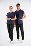 Navy Blue Dr. Greys Model Lycra Nurse Doctor Uniform Scrubs Single Top Unisex Bat Sleeve