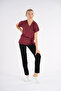 Burgundy Dr.Greys Model Lycra Nurse Doctor Uniform Scrubs Single Top Unisex Bat Sleeve - 4