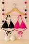 Kadın Siyah ve Fuşya Minimal Kesim Üçgen Bikini Üstü - 4