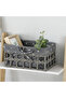 Set of 3 Woven Storage Baskets Rectangular Woven Bins with Plastic Frame, Removable Fabric Lining - 5