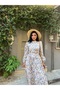 Hijab Coffee Azalea Flower Flared Dress - 5