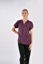 Plum Dr.Greys Model Lycra Nurse Doctor Uniform Scrubs Single Top Unisex Bat Sleeve - 2