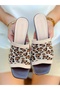 Angel Beige Leopard Knitwear 5 cm Heel Slippers