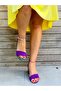 Eliza Purple Suede Colorful Snake Detail Sandals - 6