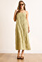 Women's Khaki Strap Adjustable Textured Midi Dress Elb-19002495