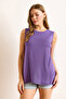 Women's Plum Crew Neck Long Sleeveless Knitted Viscose Blouse Blz-19002934 - 5