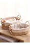 Set of 2 Woven Baskets with Handles Storage Bins with Sturdy Plastic Frame, Removable Fabric Liners