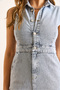 Women Light Blue Half Button Pocket Mini Denim Dress Elb-19002492 - 7