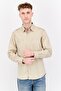 Men Slim Fit Solid Long Sleeves Casual Shirt, Light Khaki
