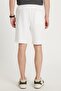 Men's Regular Fit Classic Cut Waist Lace-Up 3 Pocket Striped White Shorts - 5
