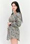Women Allover Print Mini Dress, Black - 2