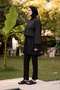 Women's Mini Gold Heart Printed Parachute Fabric Fully Covered 3-Piece Hijab Swimsuit Set - 4