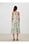 Lcwaikiki Classic Green Halter Neck Patterned Fold Dress - 4