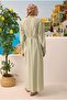 Wide Collar Pleated Detail Dress Eucalyptus - 5