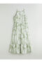 Lcwaikiki Classic Green Halter Neck Patterned Fold Dress - 5