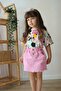 Girl's 2-Piece Set Minnie Patterned T-Shirt and Pink Denim Skirt - 2