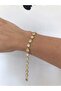 Stainless Steel Heart Stone Elevator Shiny Gold Bracelet - 2