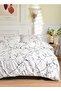 6 piece queen size bed linen set in Scandinavian style with marble pattern 200x230cm.