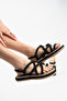 Women's Straw Black Flip Flops Summer Sports Sandals - 4