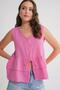 4722 Women's V-Neck Ruffled Muslin Blouse Pink - 3