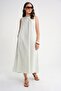 4690 Women's Crew Neck Zero Sleeve Midi Parachute Dress Sage - 4