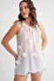 4719 Women's Floral Detailed Transparent Tie-Up Blouse White - 2