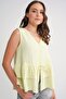4722 Women's V-Neck Ruffled Muslin Blouse Butter Yellow - 5