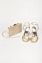Women's Summer Gold Faux Leather Heeled Shoes and Bag Set