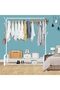 Clothing Garment Rack with Wheels And Bottom Shelves, 2-Tier Entryway Metal Coat Rack And Shoe Bench - 2