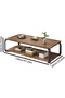 Wooden Coffee Table, 2 Tier Center Table with Metal Legs, Rectangle Tea Table for Living Room, Indus - 3