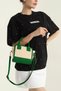 Green Women's Shoulder and Hand Bag with Straw Look Leather Detail – Summer & Stylish Mini Bag